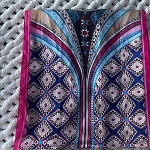 Vintage,Colorful Geometric Pattern Scarf 57x12.polyester. NWT
